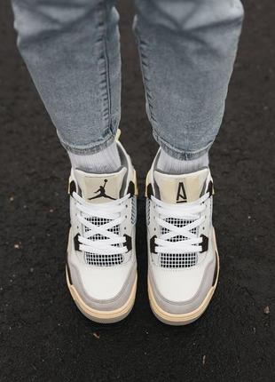 Кросівки nike air jordan 4 retro white grey beige brown5 фото