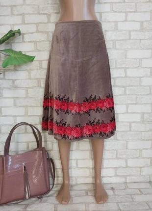 Фирменная laura ashley велюровая юбка миди со 100% хлопка в розах, размер м-ка
