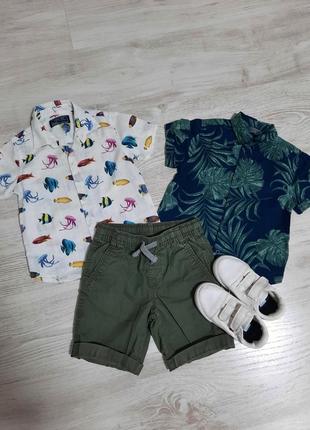 Набір літнього одягу для хлопчика льняна сорочка шорти котонові