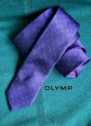 Шелковий красивый брендовый фиолетовый галстук в горошек olymp