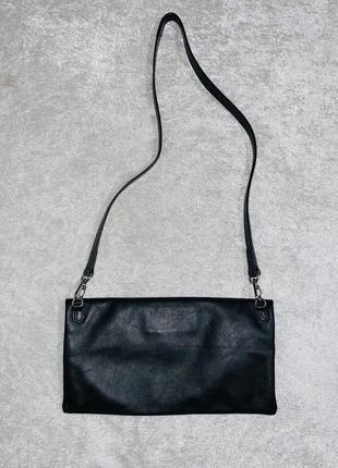 Фантастична маленька чорна італійська шкіряна сумочка / клатч iacucci в стилі ysl2 фото