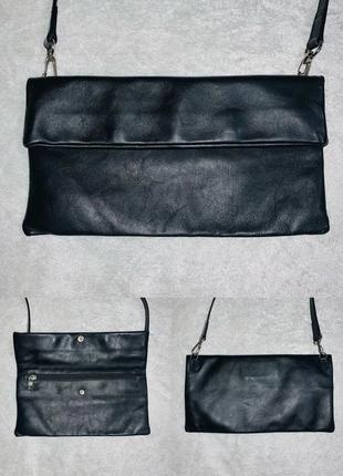 Фантастична маленька чорна італійська шкіряна сумочка / клатч iacucci в стилі ysl4 фото