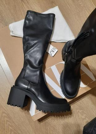 Zara сапоги чулки чёрные чёрный2 фото