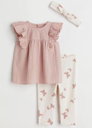 Костюм: блузка, лосини, пов'язка h&m, розмір 92, 1,5-2 роки