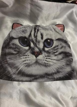 Шапка кот с ушами