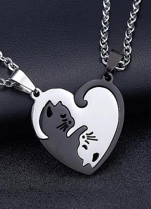 Парные подвески с котиками, серебро, украшение, подарок, подвески дружбы с котиками, золото, цепочка, кулон, ожерелье