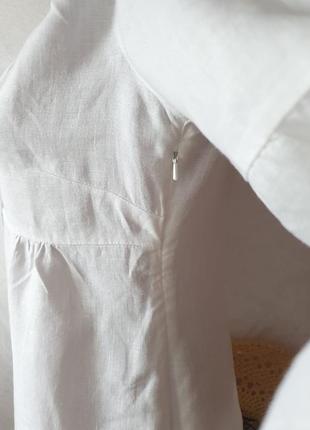 Прекрасна літня легка білосніжна блуза з льону дуже еіжна та елегантна5 фото