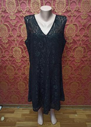 Нарядне урочисте плаття з мережива сукня вечірня без рукаві великий розмір батал мереживо