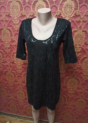 Чорна міні сукня футляр вечірня плаття в паєтки з віскози маленьке чорне плаття ellie louise