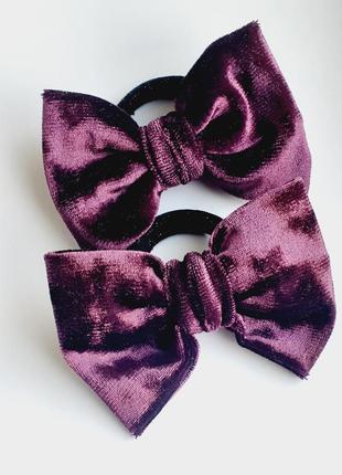 Пара бантиків, прикраса для волосся - оксамитовий бантик на резинці
