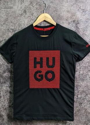 Футболка hugo boss біла / чорна чоловіча