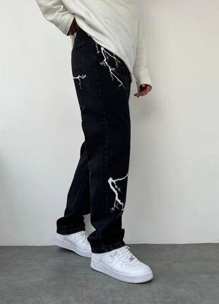 Мужские джинсы / качественные джинсы baggy "lightning" в черном цвете на каждый день2 фото