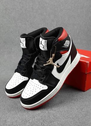 Чоловічі високі шкіряні кросівки nike air jordan 1🆕 високі джордани