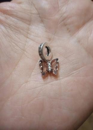 Серебряная подвеска шарм "хрустальная бабочка"5 фото