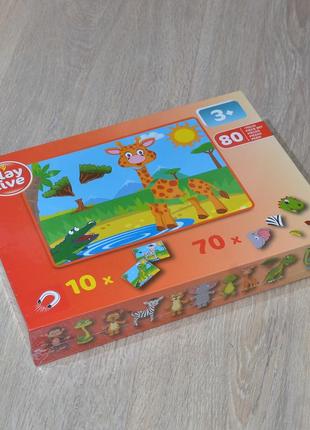 Магнитная игра playtive. развивающая обучающая головоломка настольная игрушка набор конструктор пазлы животные звери5 фото