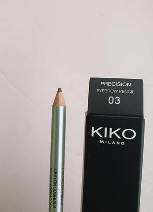 Олівець для брів з гребінцем і точилкою kiko milano precision eyebrow pencil  03 auburn and redheads