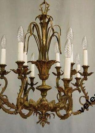 Бронзова люстра на 12 ламп, франція 1960-ті роки