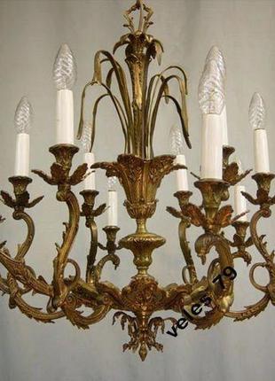 Бронзова люстра на 12 ламп, франція 1960-ті роки
