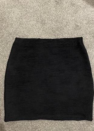Черная мини короткая юбка