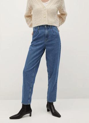 Джинси жіночі сині джинсы slouchy с защипами фірмові джинси жіночі базові висока талія денім