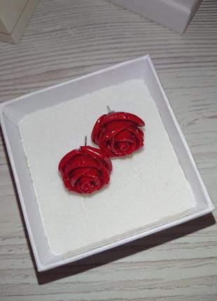 Серьги гвоздики коралл розы 🌹сережки пусеты