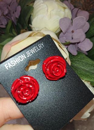 Серьги гвоздики коралл розы 🌹сережки пусеты