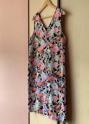 Красивое льняное платье прямого кроя в цветочный принт от бренда next6 фото