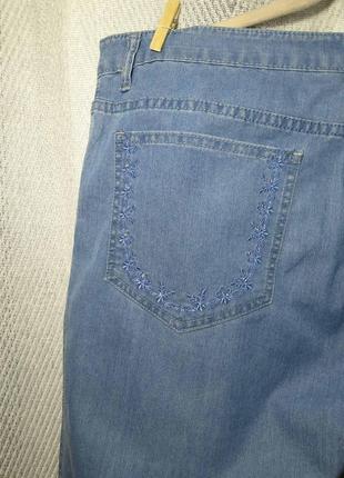 96% котон жіночі укорочені джинси, джинсові бриджі, капрі з вишивкою та стразами.6 фото