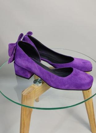 Туфли фиолетовый замшевые на удобом не высоком каблуке цвет по выбору7 фото