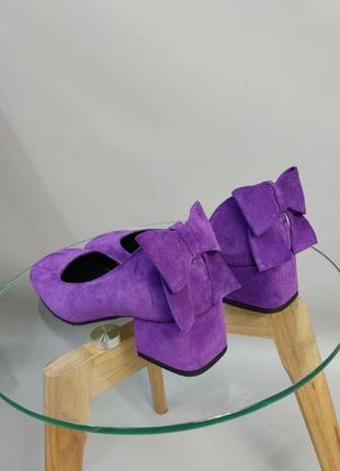 Туфли фиолетовый замшевые на удобом не высоком каблуке цвет по выбору4 фото