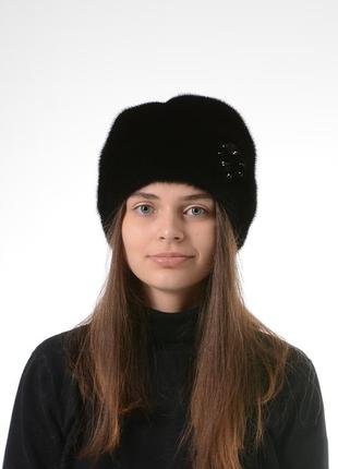 Женская зимняя норковая шапка-кубанка4 фото
