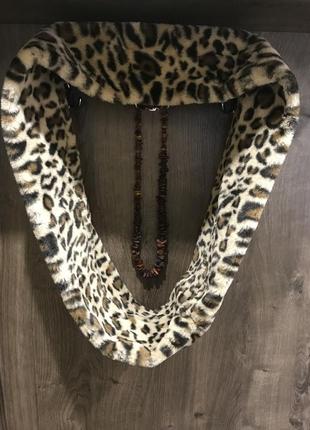 Дизайнерский хомут - шарф, тигрово - леопардовый, мягкий, теплый смотрится очень круто кто шуршит в таких вещах идеал3 фото