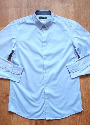 Рубашка selected homme голубая slim fit размер m, s 42 см4 фото