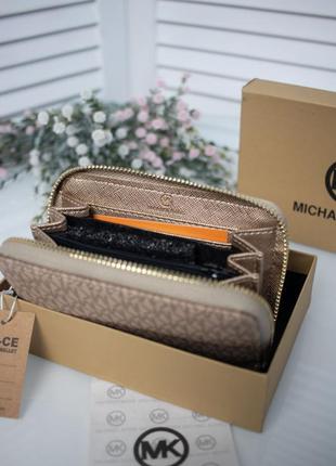 Бежевий жіночий міні гаманець портмоне на блискавці стильний маленький модний гаманець портмоне4 фото