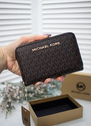 Темно-коричневий жіночий маленький гаманець портмоне на блискавці брендовий міні гаманець з еко-шкір1 фото