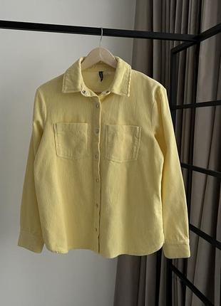 Велюровая плотная  рубашка желтого цвета h&m2 фото