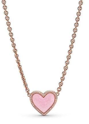 Серебрянное колье пандора розовое сердце rose pandora серебро 925 кулон цепочка