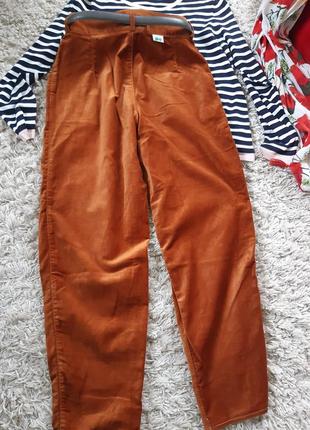 Стильные бархатные/велюровые штаны бананы с защипами , новые, big, p. s-m8 фото