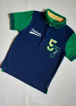 Рубашка поло george англия хлопковая сине-зеленая на 3-4 года (104см)