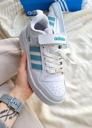 Жіночі шкіряні кросівки adidas forum low white blue