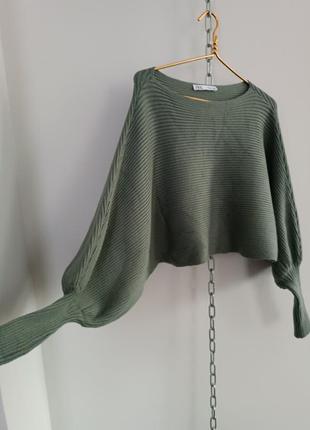 Трикотажный свитер укороченный со свободными рукавами zara, m,  170/88 cm7 фото