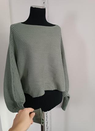 Трикотажный свитер укороченный со свободными рукавами zara, m,  170/88 cm8 фото