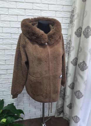 Курточка шубка пальто альпака с опушкой1 фото