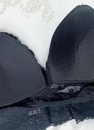 Кружевной черный бюстгальтер без косточек бралетт бюстье бра6 фото