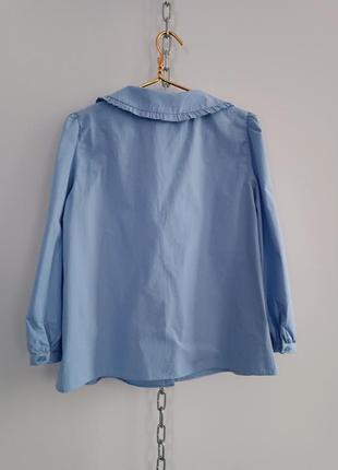 Бледно-голубая рубашка с жабо и пышными рукавами new look, m7 фото