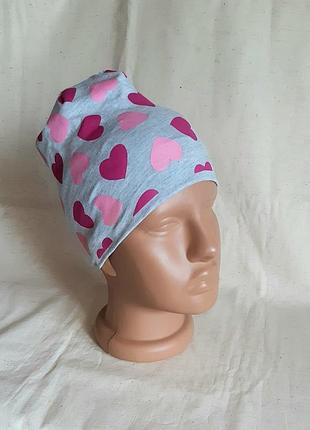 Шапочка smile двойная трикотажная сердечки на 6-12 месяцев