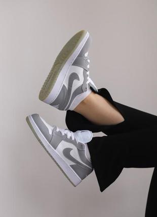 Кроссовки унисекс air jordan 1 low white/grey10 фото