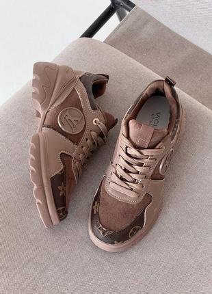 Коричневі кросівки під бренд на шнурівку з еко-шкіри+ еко-замш6 фото
