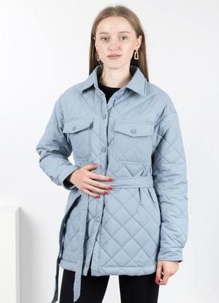 Стильная женская куртка стеганая стеганая весна с поясом2 фото