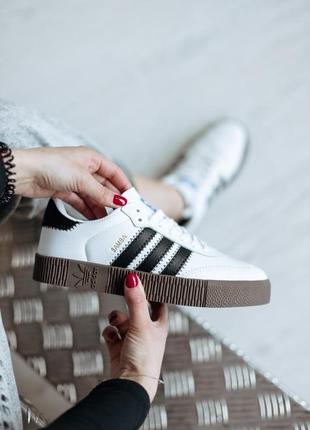 Кроссовки унисекс adidas samba white/brown